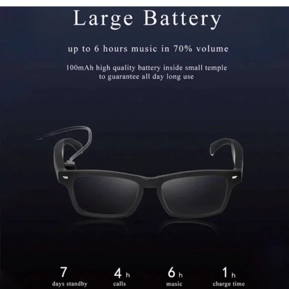 Black Wireless Glasses Headset